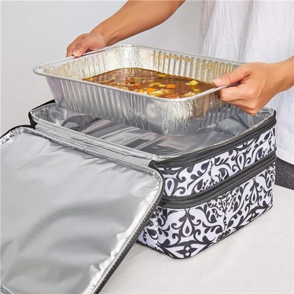 Double Decker Insulated Casserole Dish Bag - Food Carrier for Hot or Cold - Picture 5 of 7